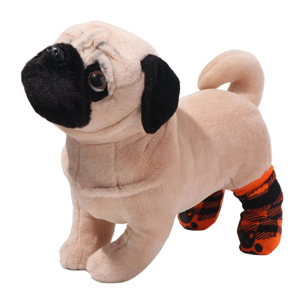 4Pcs Anti Slip Dog Socks Adjustable Straps Warm Dog Paw Protectors
